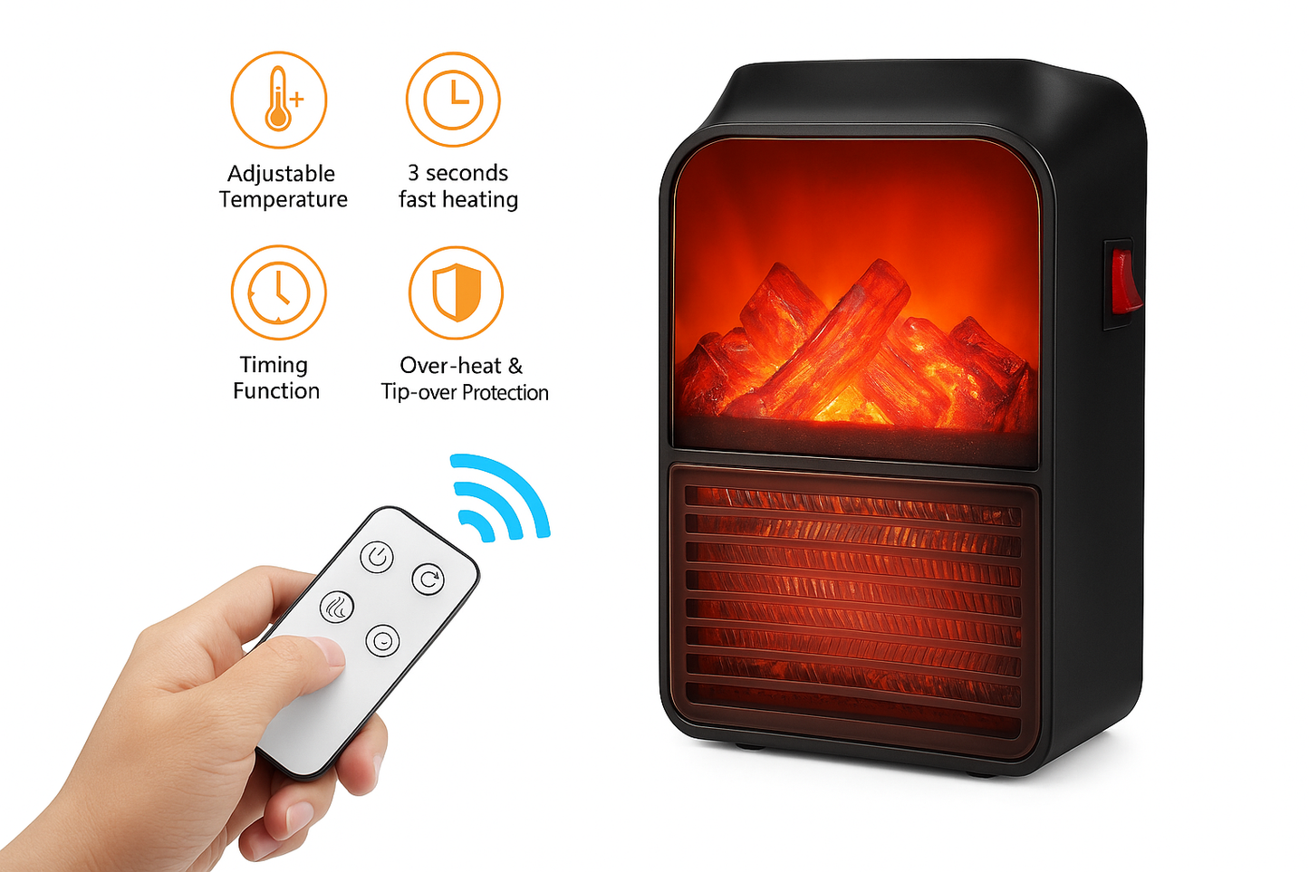 Calefactor 2025 chimenea con mando 1000 Watts